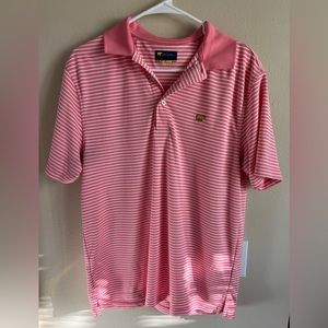 Golf Polo - Jack Nicklaus Salmon Striped Polo - Size Medium